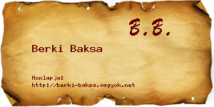 Berki Baksa névjegykártya